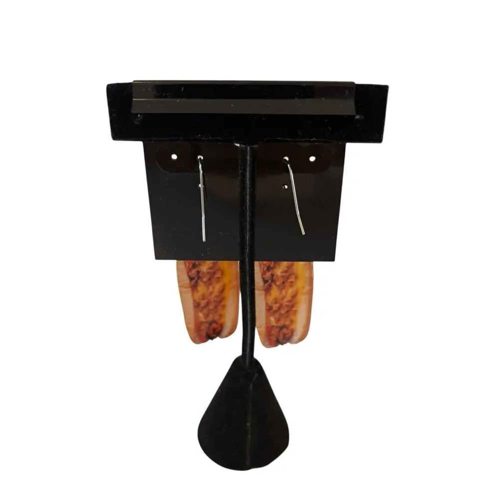 Fun, Lightweight Chili Cheese Dog Earrings.